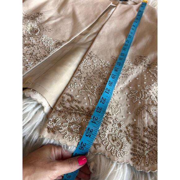 Ellen Tracy Women's 100% Linen Beaded Open Front Blazer Jacket Ivory Size 8 - Picture 11 of 13